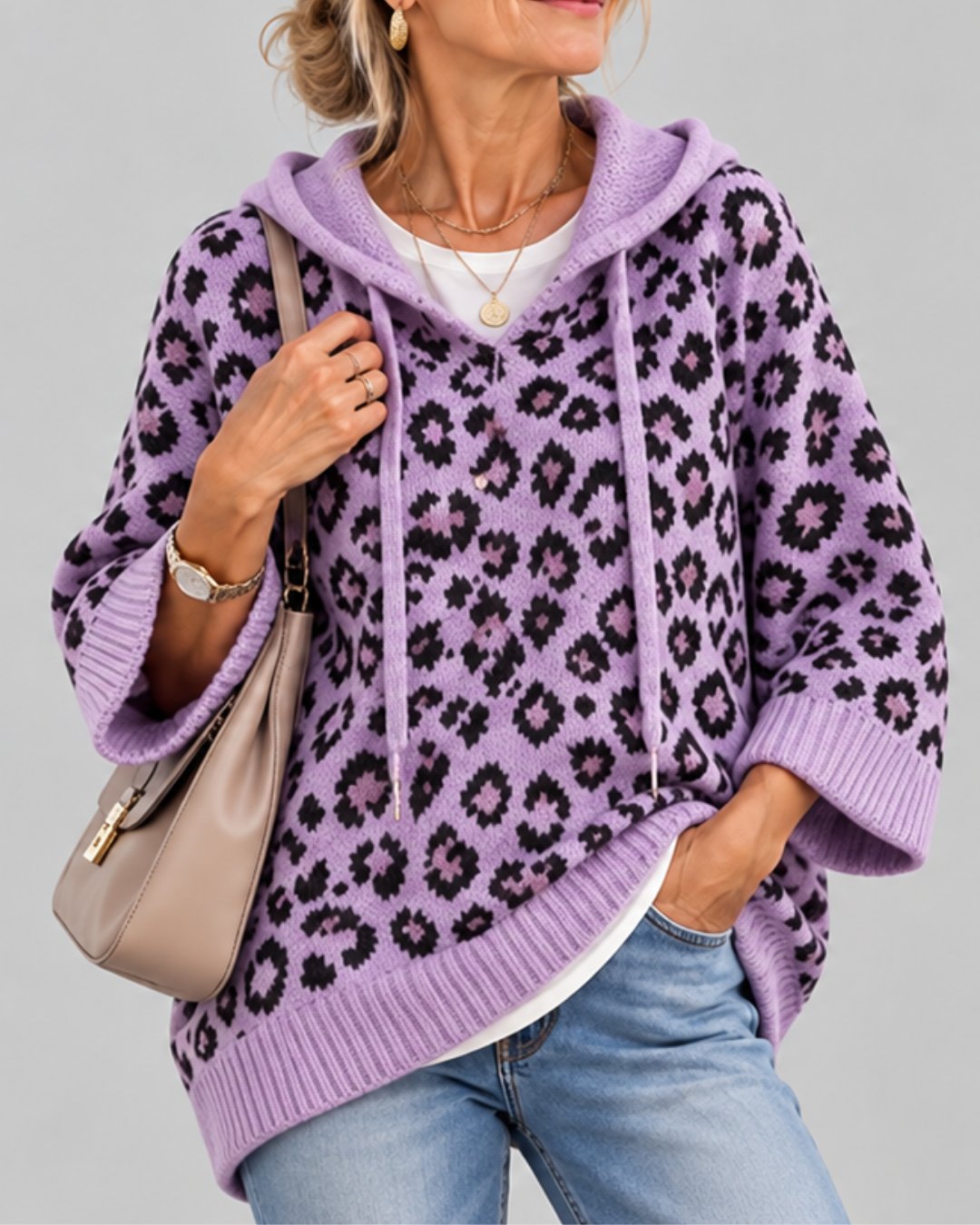 Solène | Pull à capuche léopard raffiné