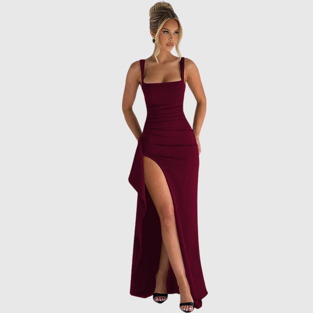 Cell | Women's Elegant Formal Slip Maxi Dress With Open Back
