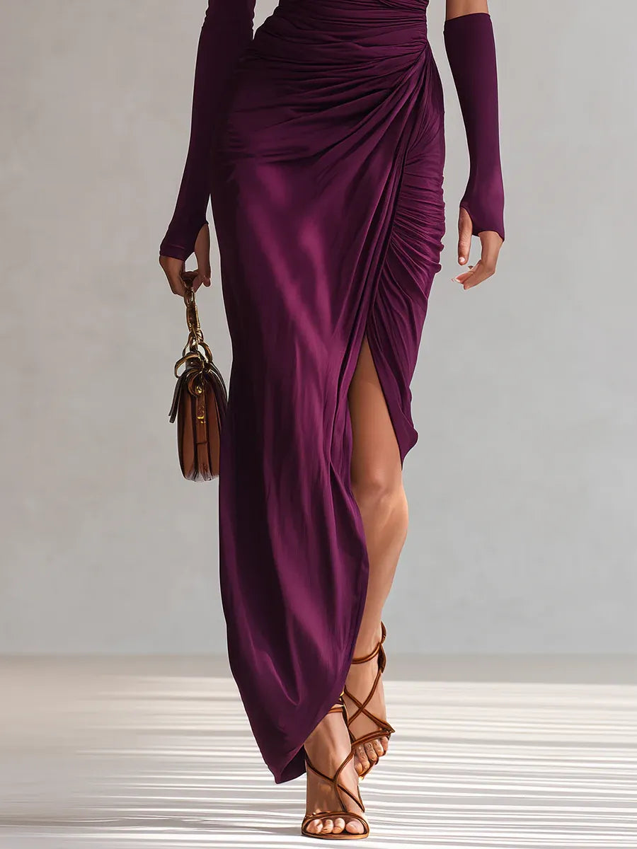 Isadora™ — Robe maxi drapée une épaule