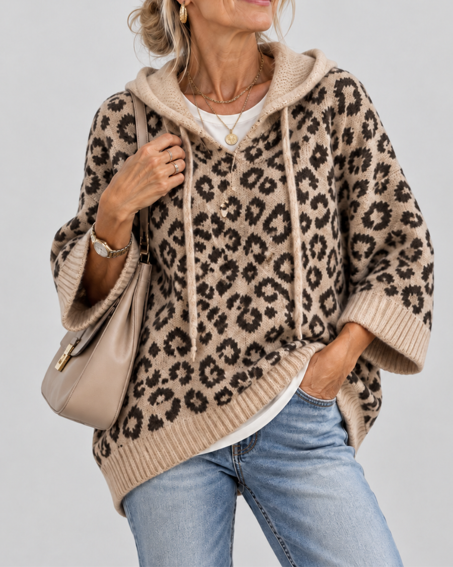 Solène | Pull à capuche léopard raffiné