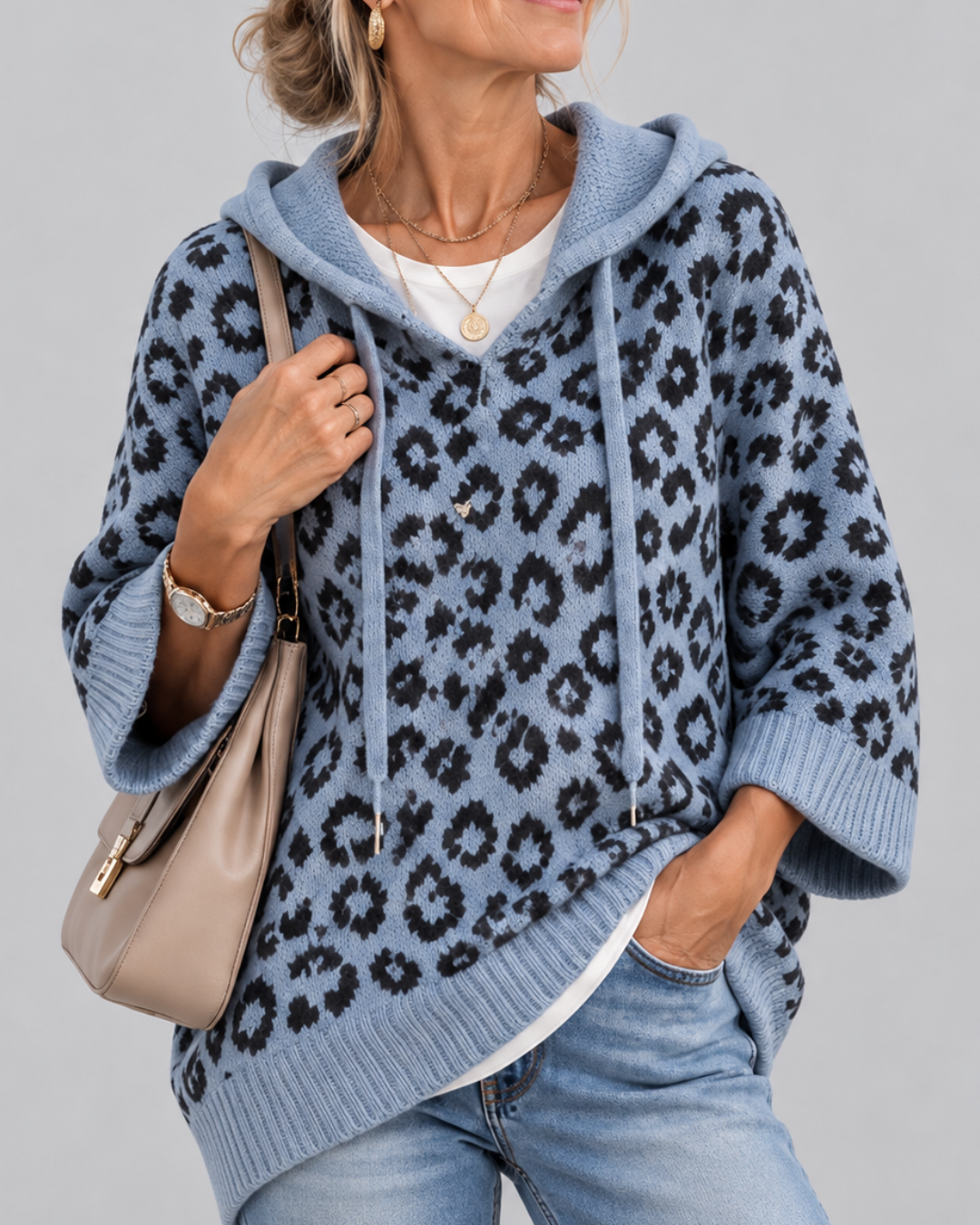 Solène | Pull à capuche léopard raffiné