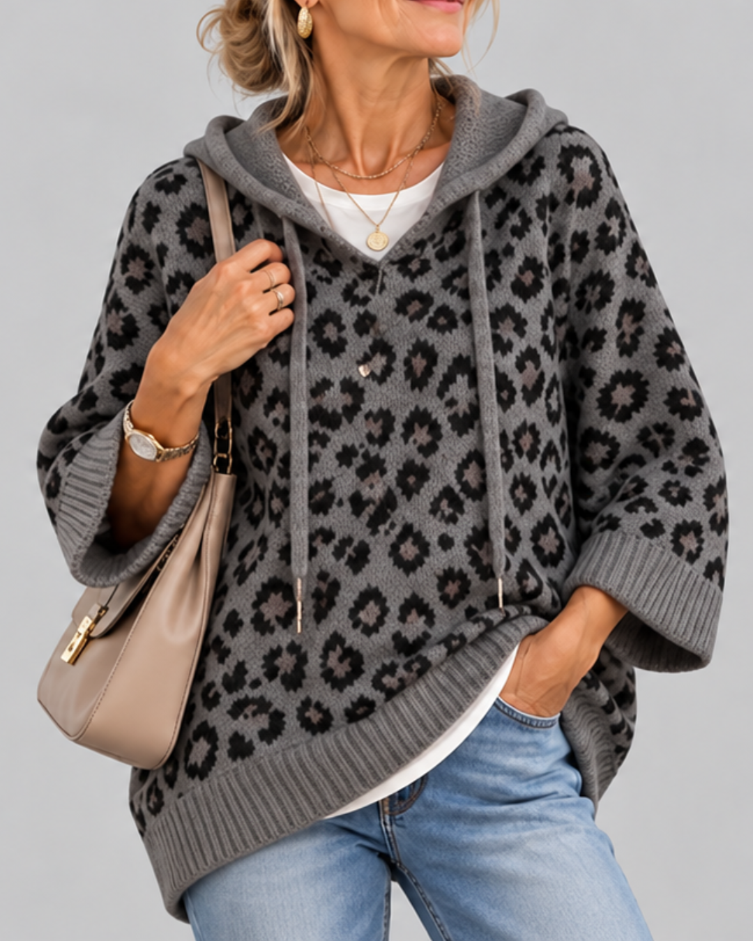 Solène | Pull à capuche léopard raffiné