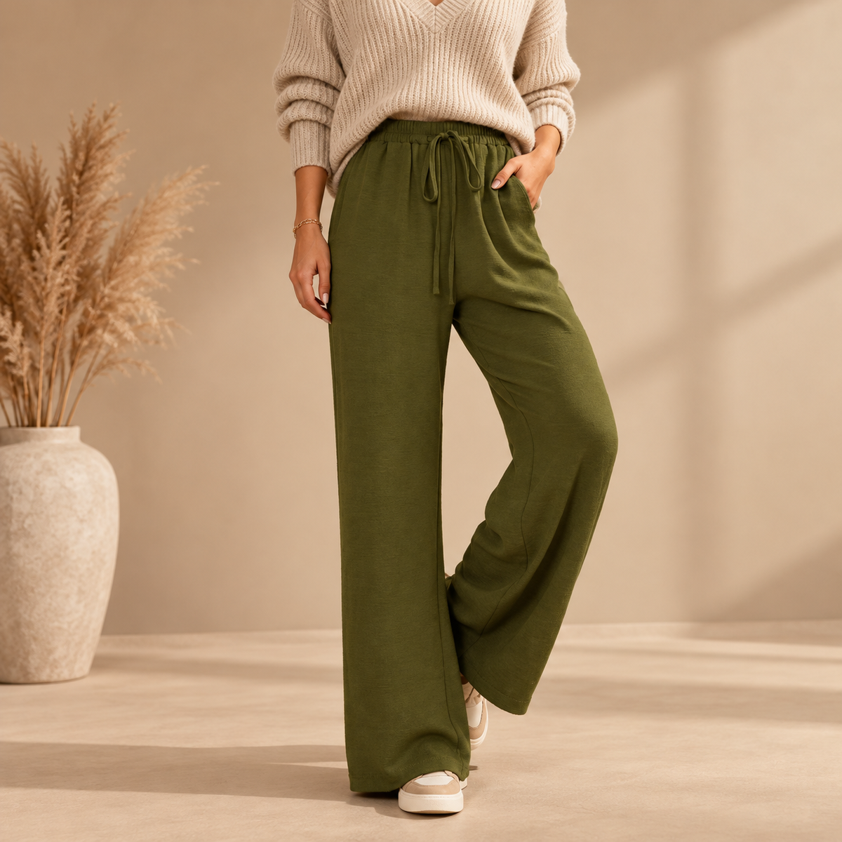 Maélorie | Pantalon Large Élégant à Taille Haute FISHA