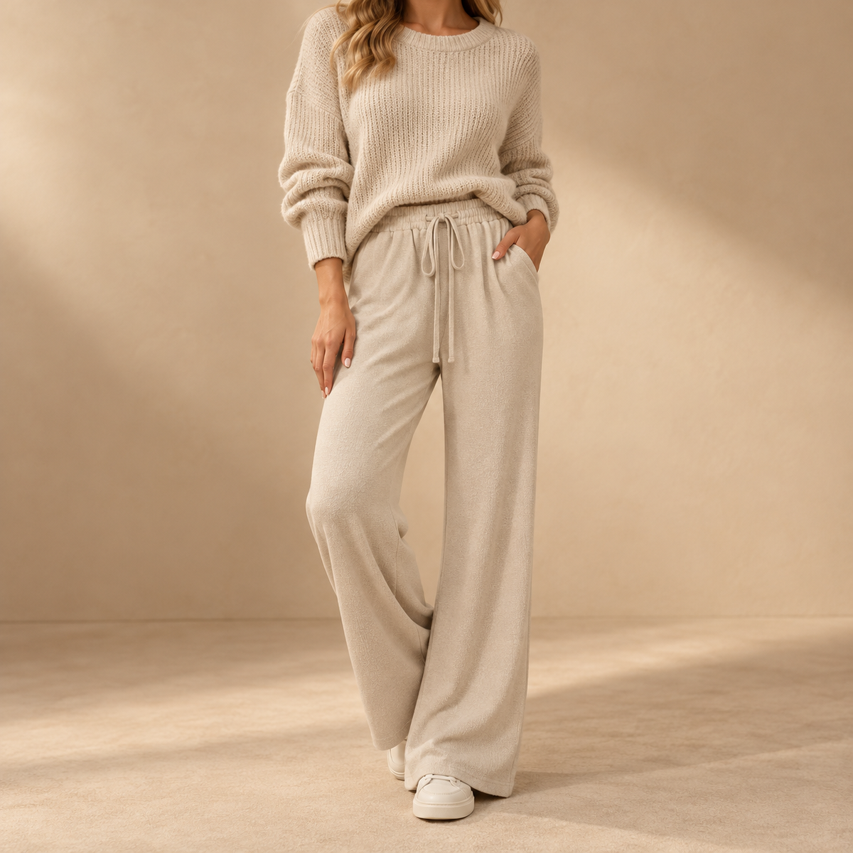Maélorie | Pantalon Large Élégant à Taille Haute FISHA