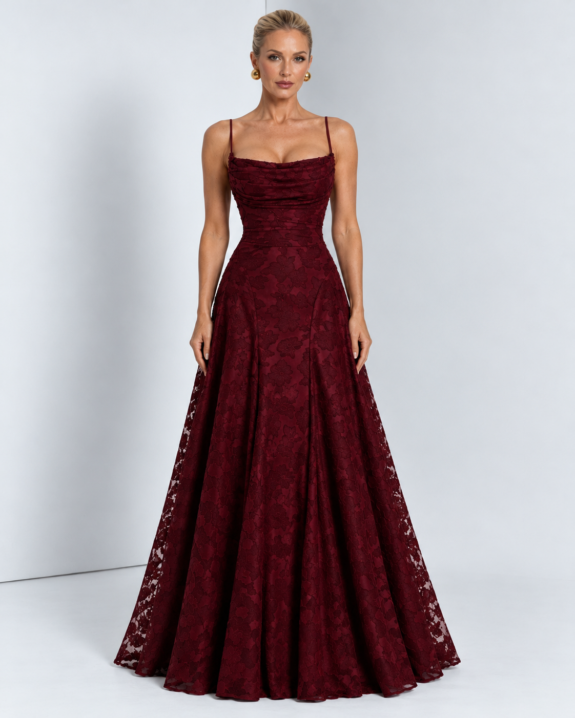 Ava | Robe Longue en Brocart Fleuri
