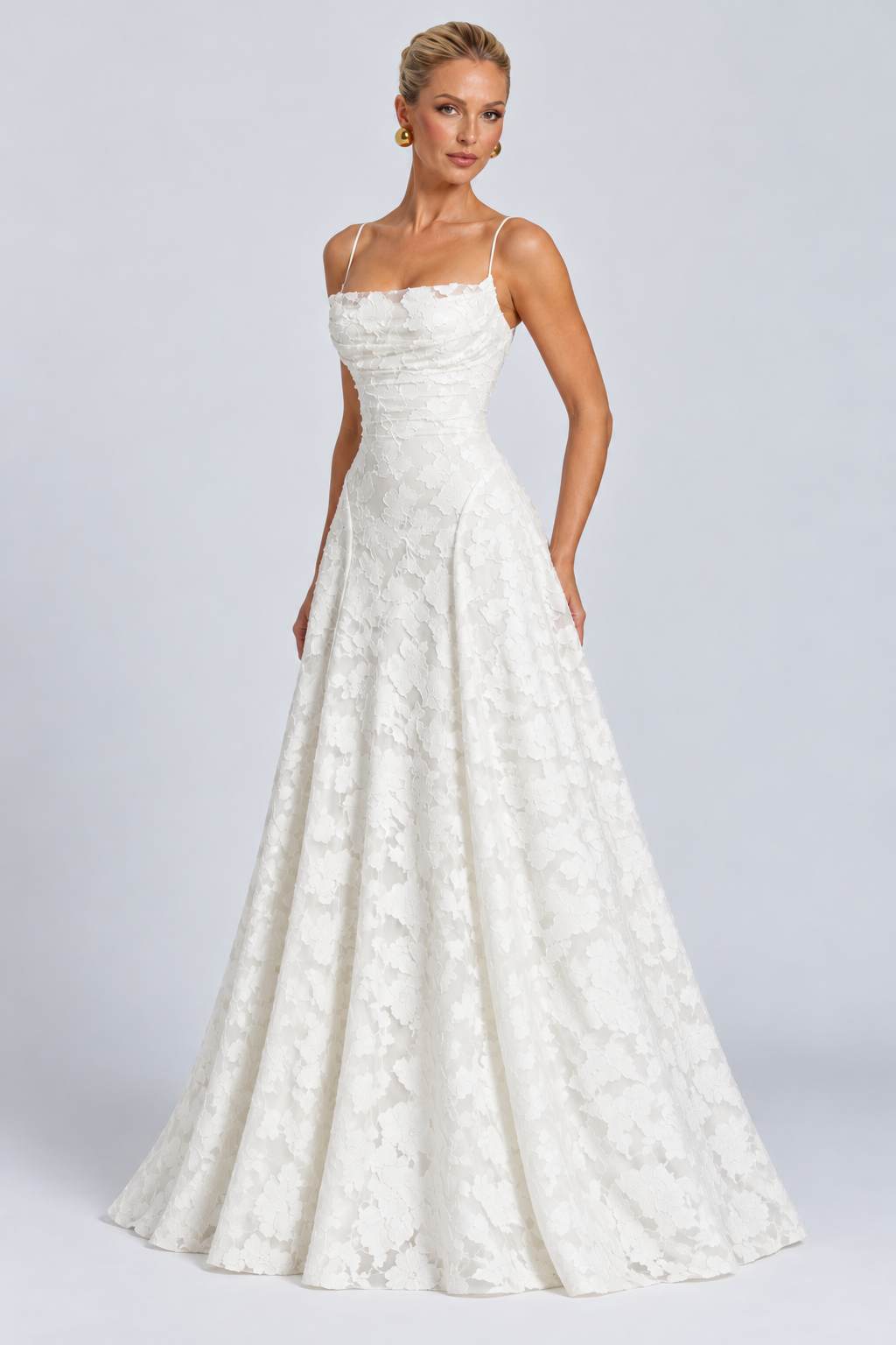 Ava | Robe Longue en Brocart Fleuri