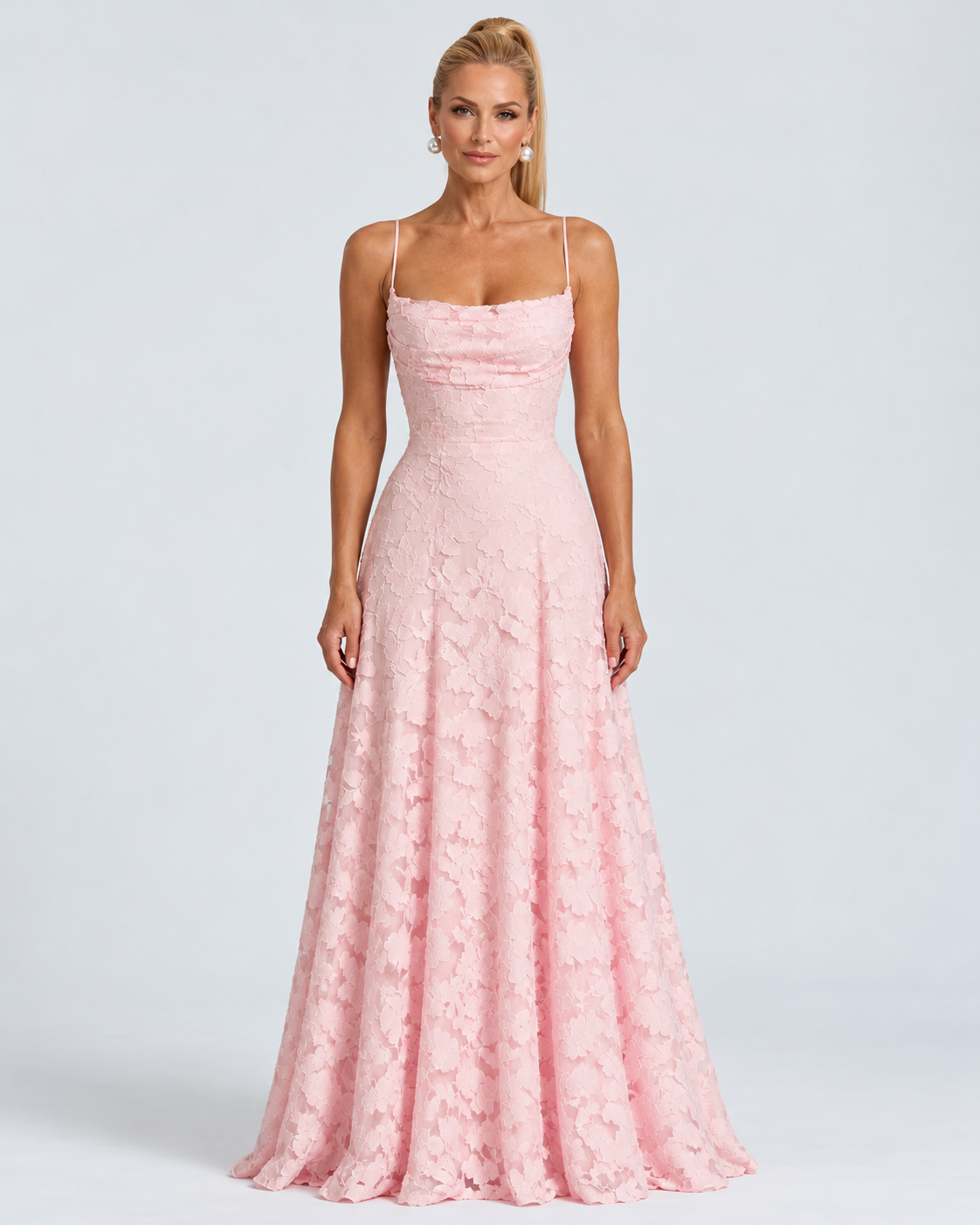 Ava | Robe Longue en Brocart Fleuri