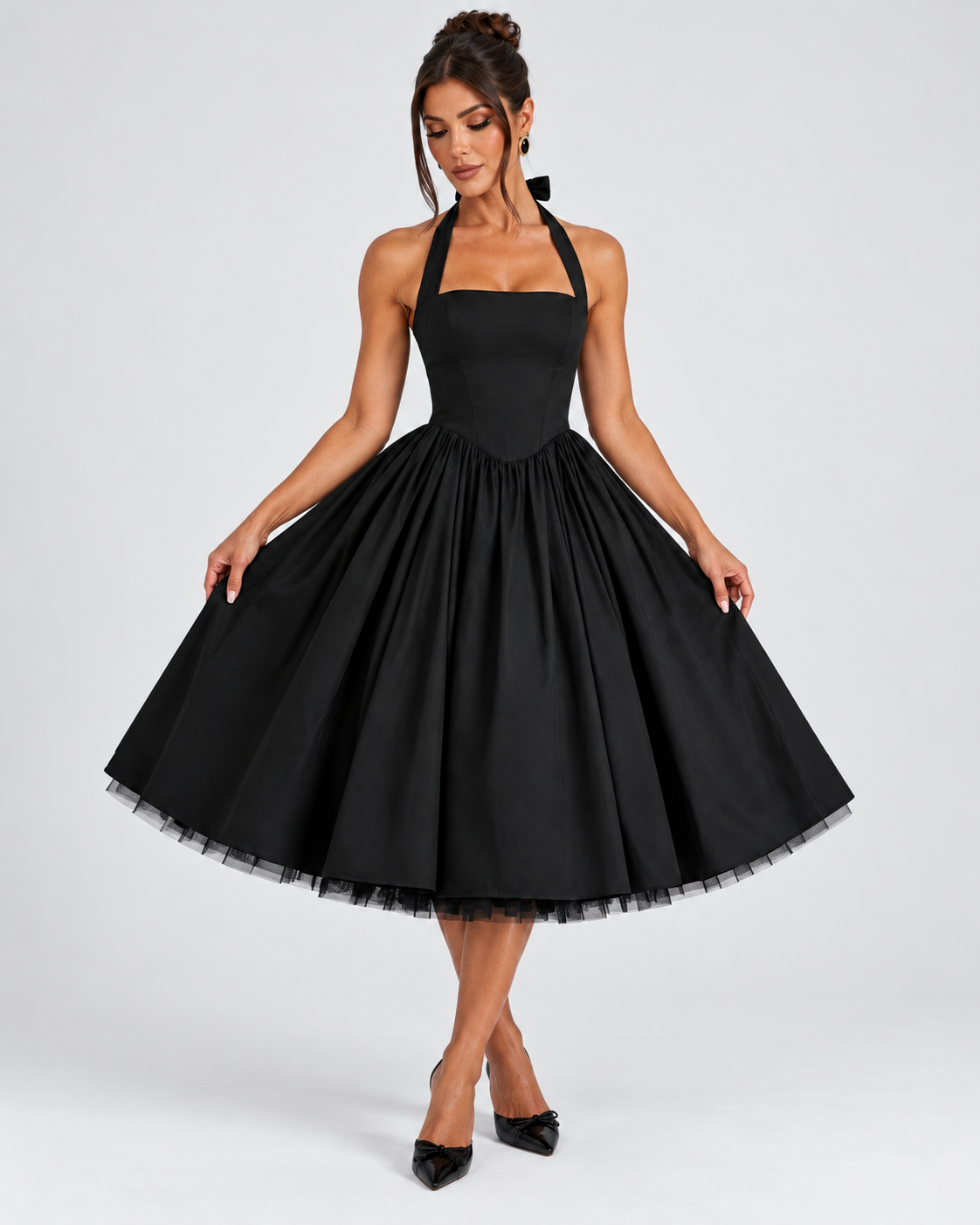 Danielle | Robe Midi Corset Col Licou
