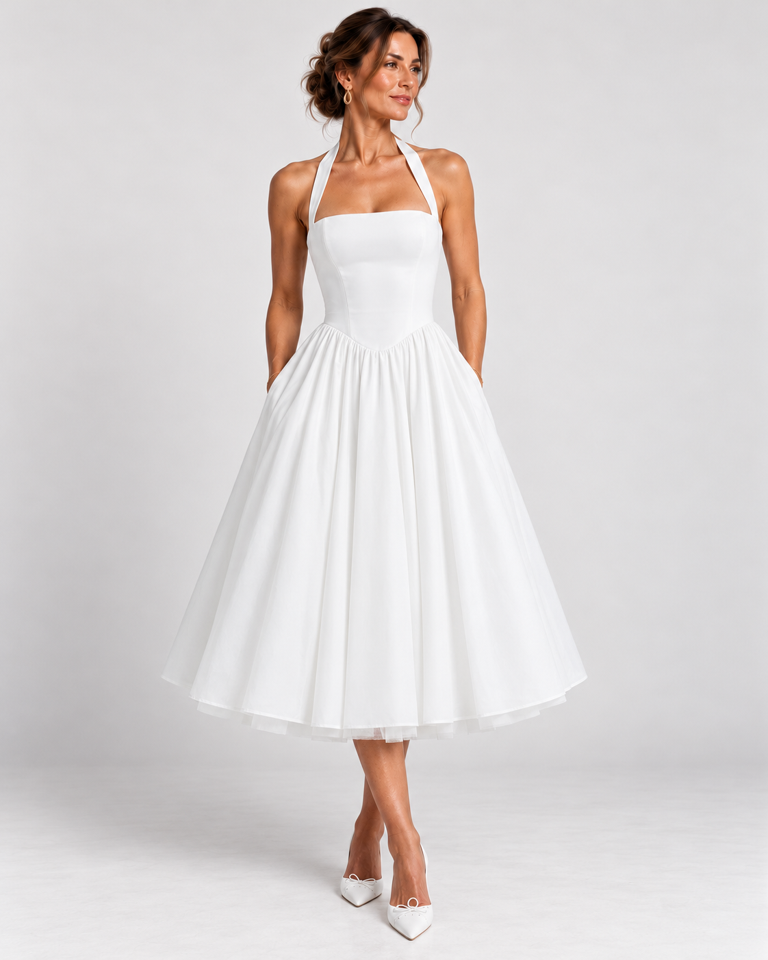 Danielle | Robe Midi Corset Col Licou