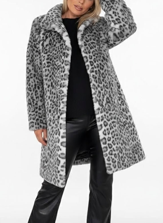Séverine™ — Veste mi-longue léopard élégante