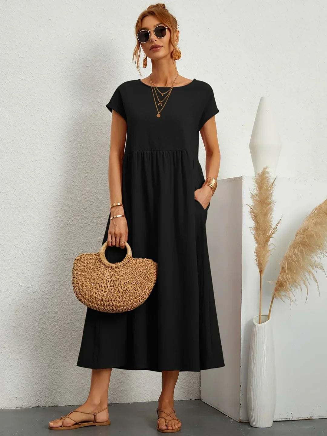 Gabrielle™ - Robe midi fluide élégance intemporelle