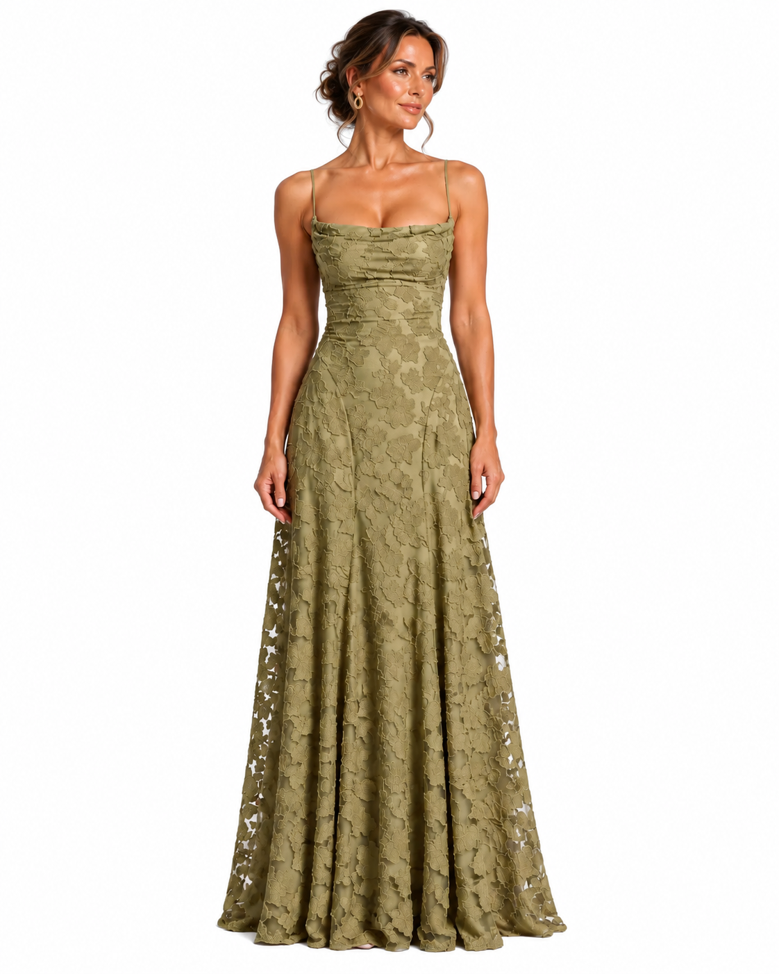 Ava | Robe Longue en Brocart Fleuri