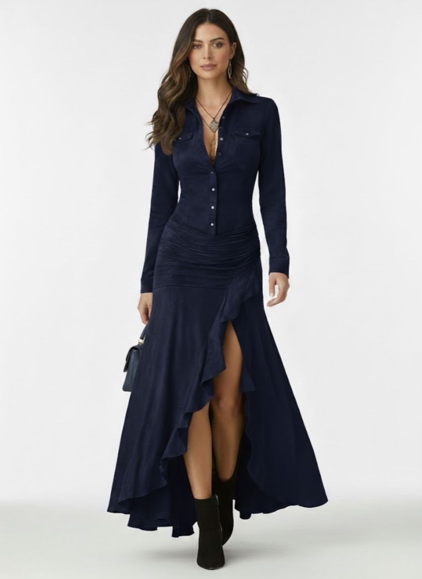 Anja™ — Robe longue fluide à volants