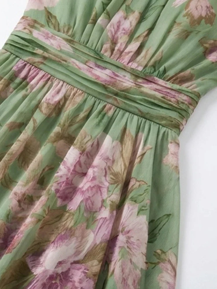 Ellie | Floral Wedding Guest Halter Maxi Dress with Tie Waist