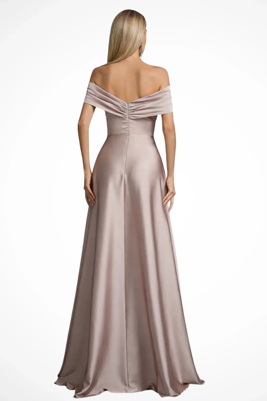 Iona | Pleated Off Shoulder Twisted Knot Evening Maxi Dress with Bodice
