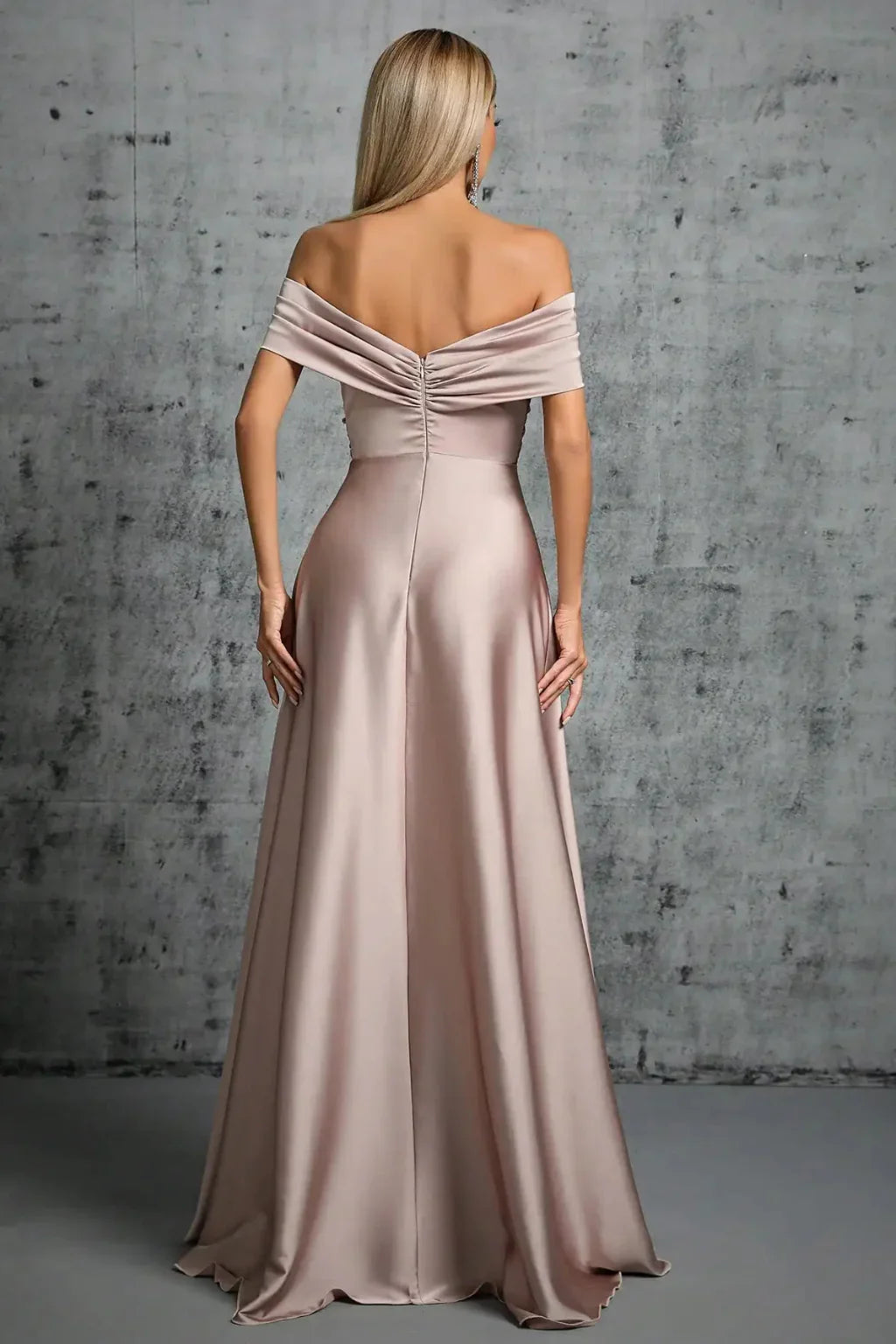 Iona | Pleated Off Shoulder Twisted Knot Evening Maxi Dress with Bodice