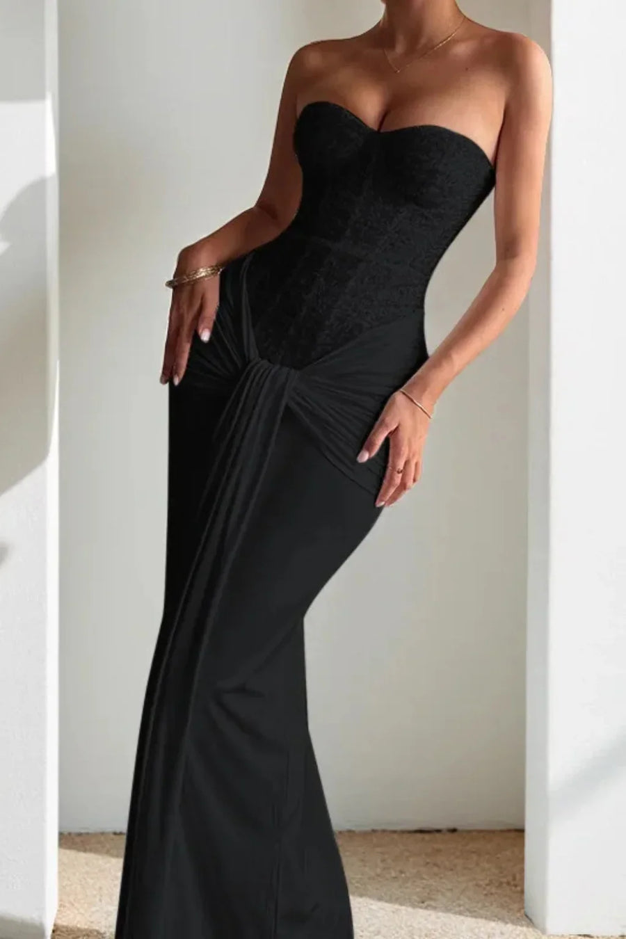 Jocelyn | Strapless Corset Wedding Guest Maxi Dress