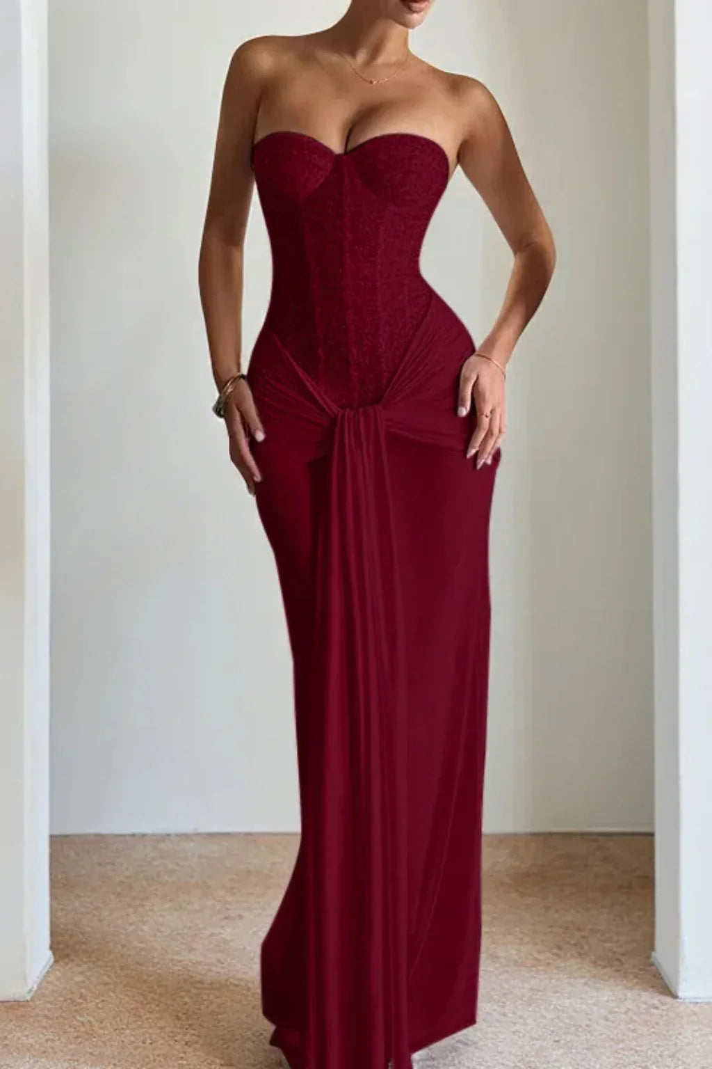Jocelyn | Strapless Corset Wedding Guest Maxi Dress