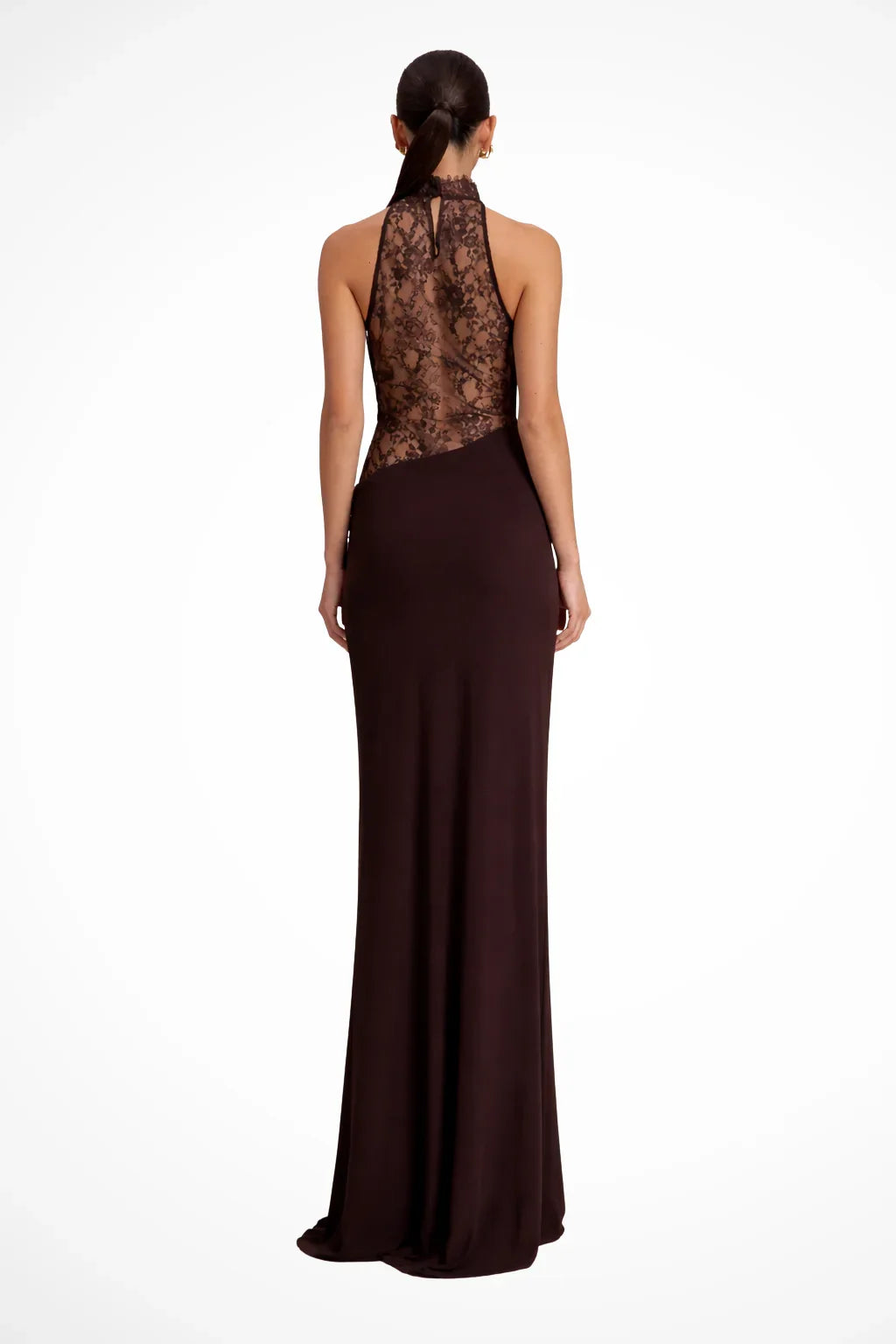 Niamh | Lace Halter Neck Wedding Guest Maxi Dress with High Collar