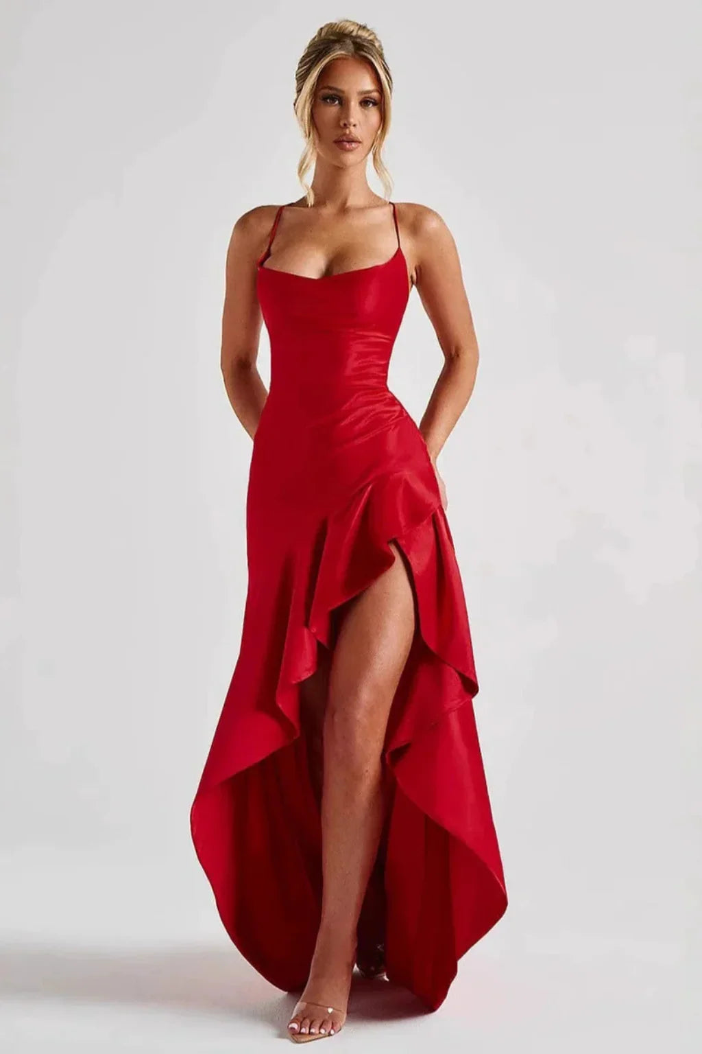 Polly | Robe Maxi Col Drapé à Bretelles