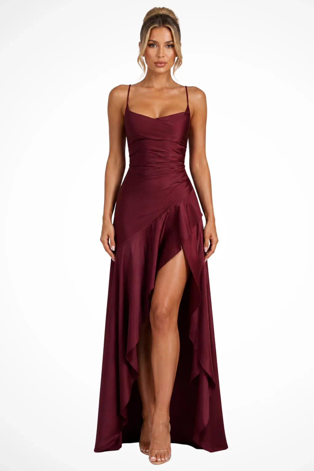 Polly | Robe Maxi Col Drapé à Bretelles