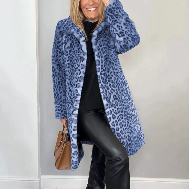 Séverine™ — Veste mi-longue léopard élégante