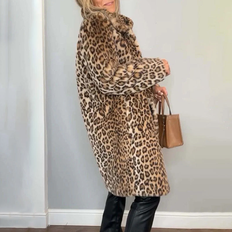 Séverine™ — Veste mi-longue léopard élégante