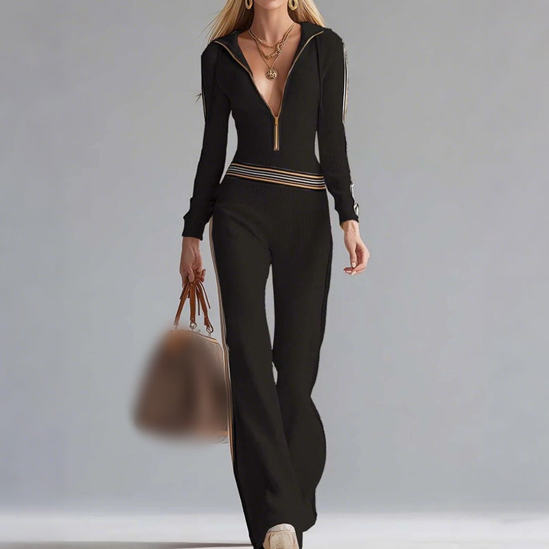 Camille™ — Combinaison tricotée chic sportive rétro