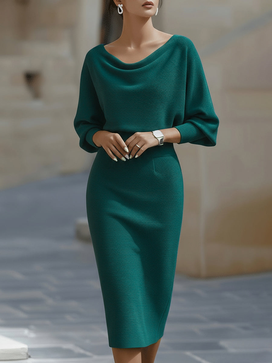 Clarisse™ — Robe midi drapée élégante intemporelle