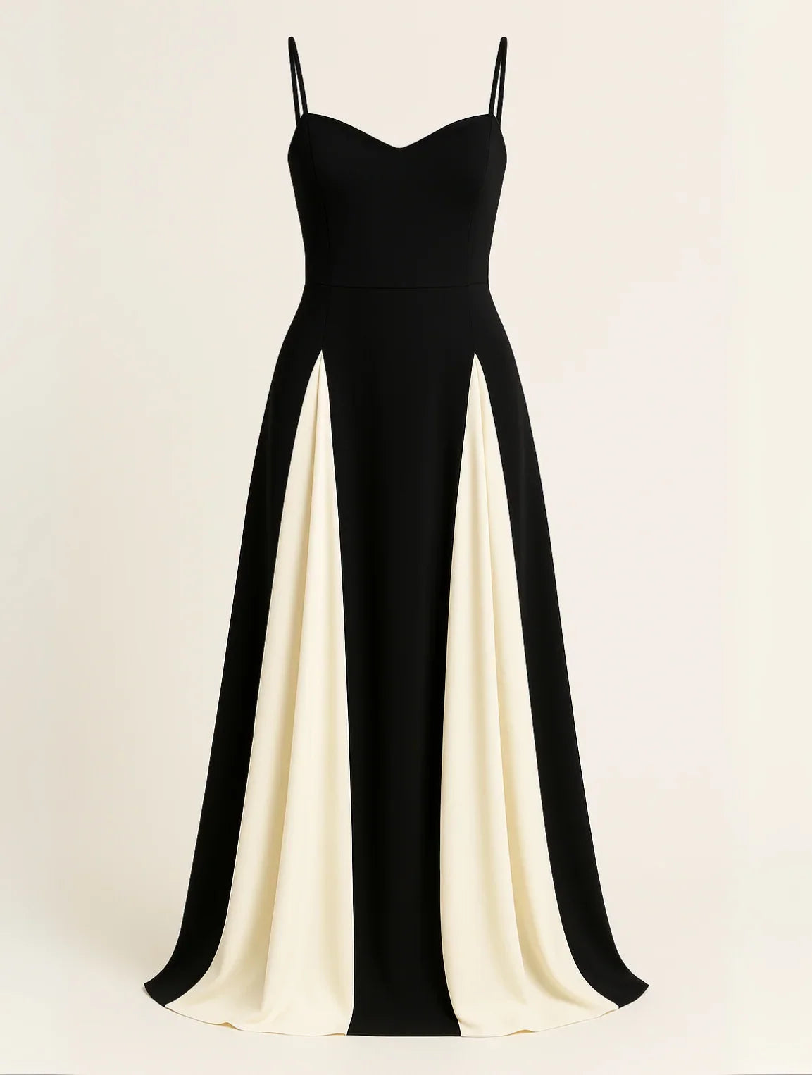 Robe Longue Color Block Décolleté Cœur